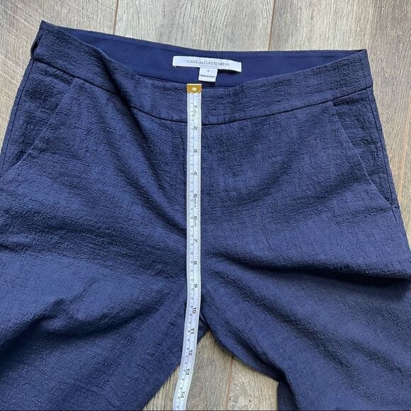 Diane Von Furstenberg Blue Gennifer Two Stretch Cotton Cropped Trouser Size 6 - Picture 7 of 12
